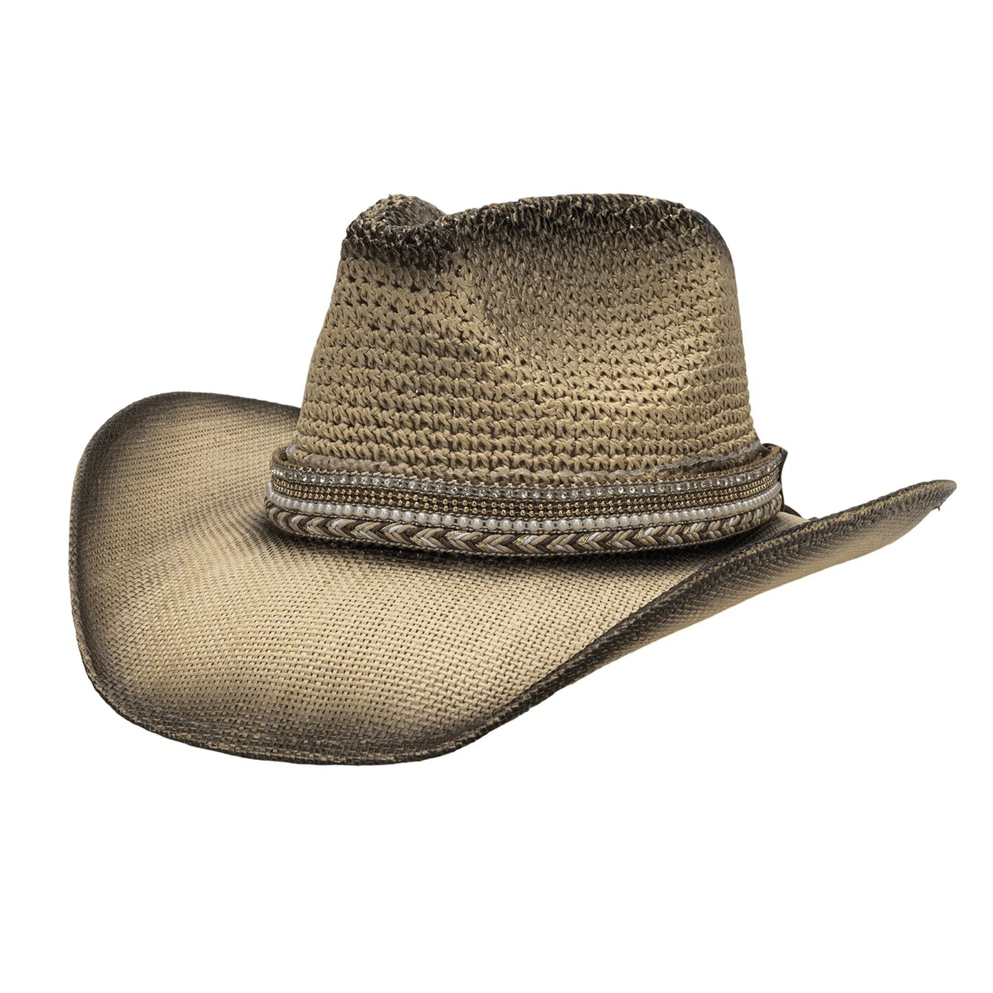 NONECN Unisex Wide Brim Straw Sun Hat Western Cowgirl Style