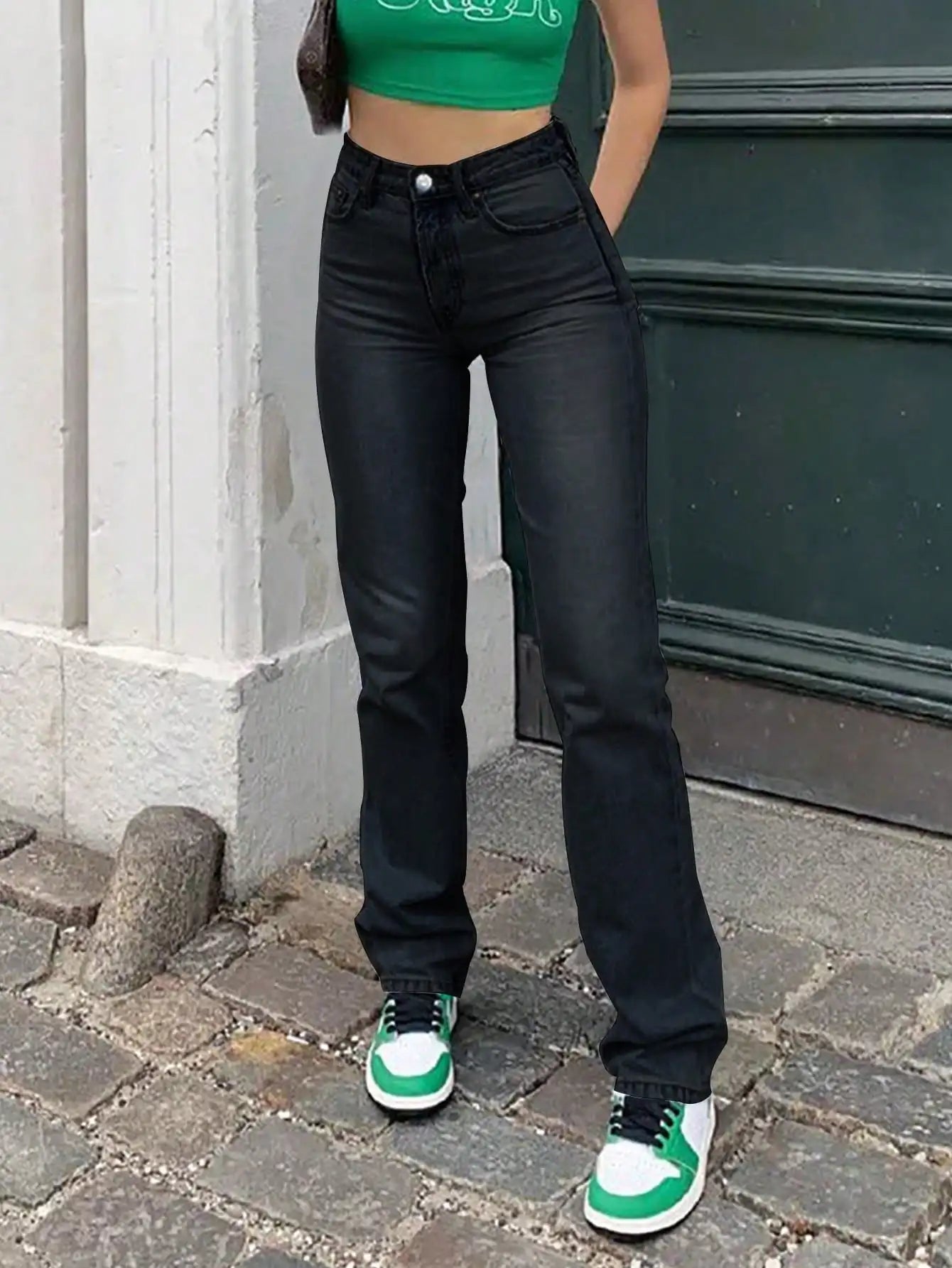 Women High Waist Stretch Straight-Leg Denim Jeans Classic