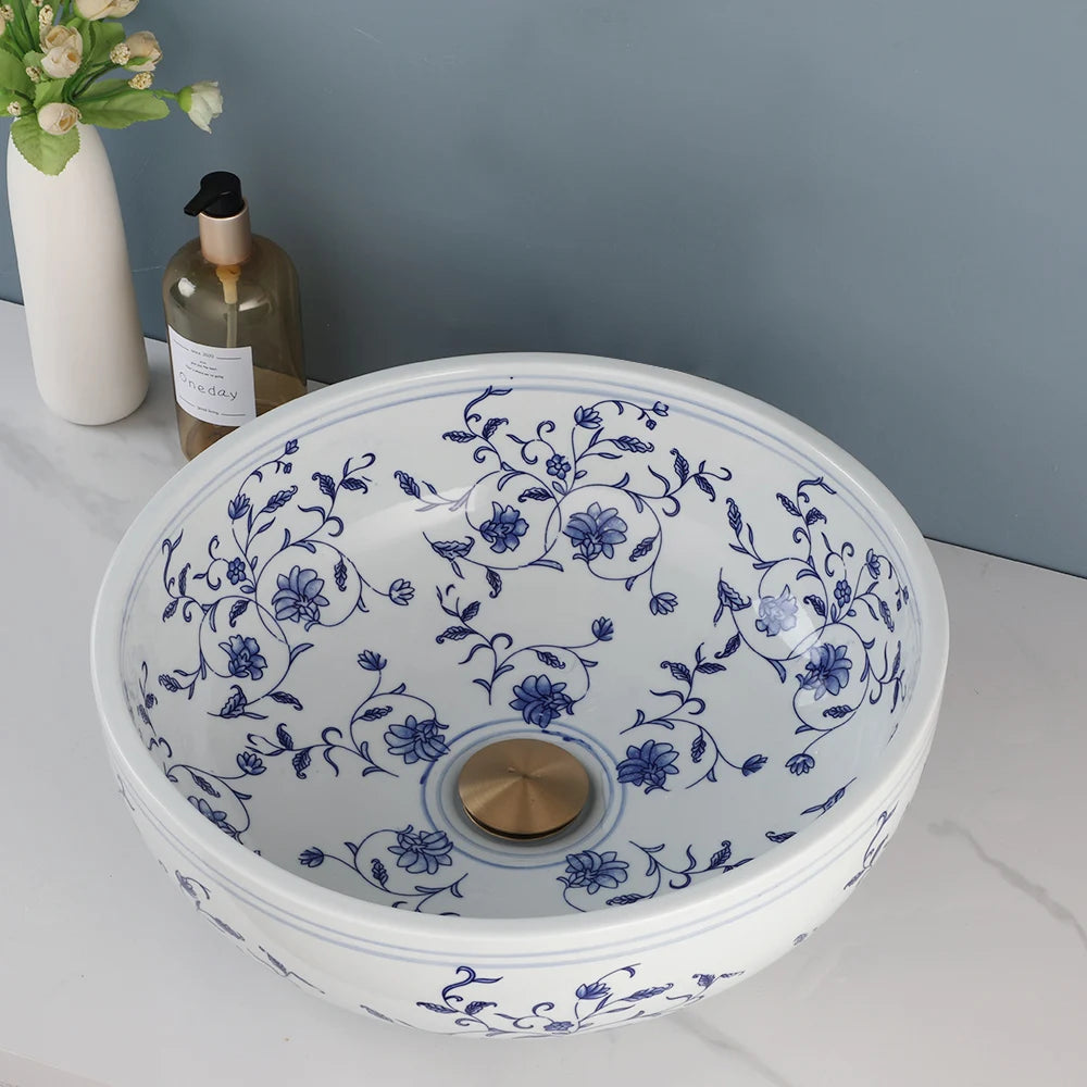 Torayvino ZAPPO Ceramic Round Bathroom Basin Sink Faucet