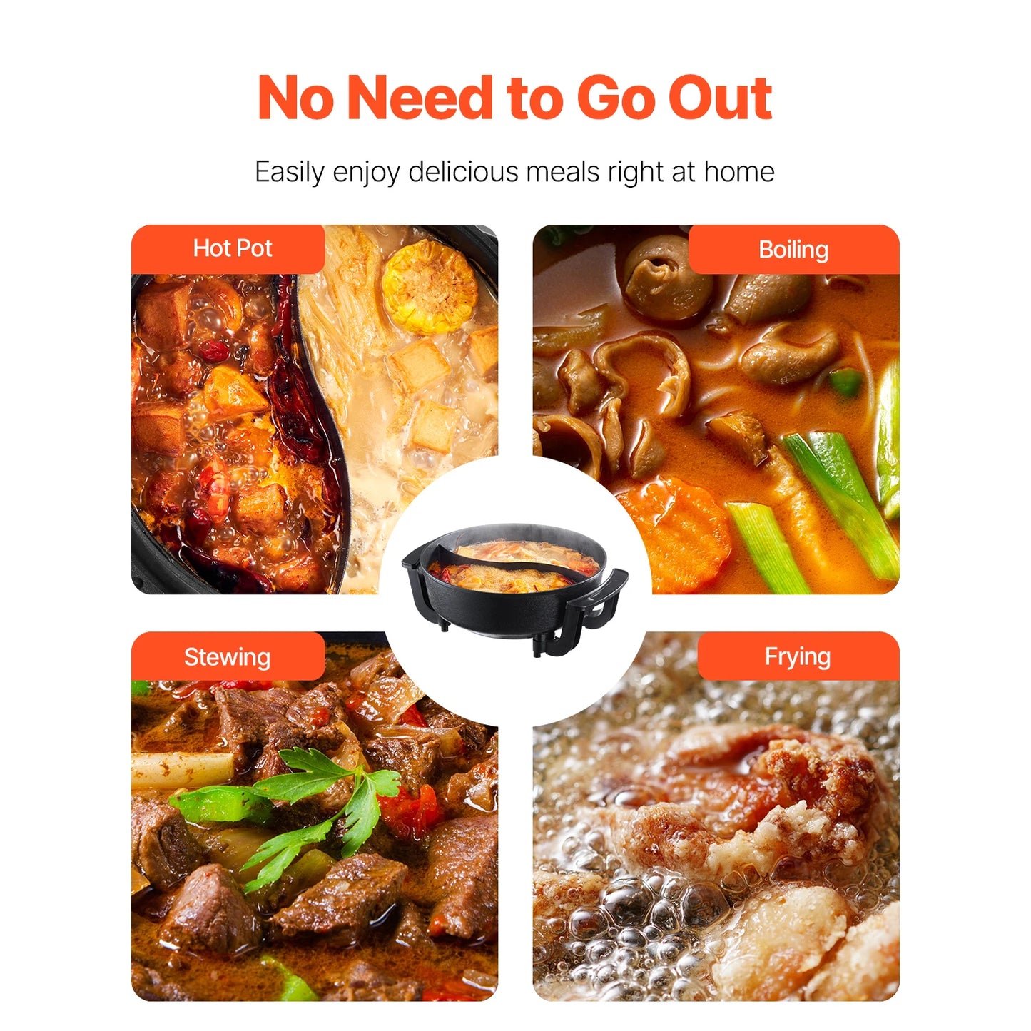 SucceBuy Double-Flavor Nonstick Electric Hot Pot Shabu Shabu Cooker