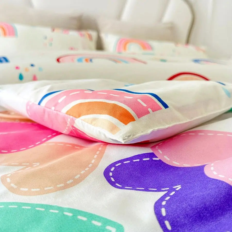 Lightweight Rainbow 3-Piece Comforter Set With Pillow Covers For Girls