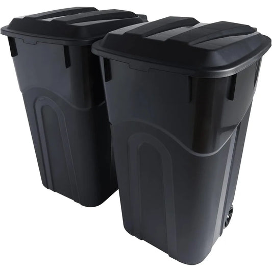 Wheeled Outdoor Trash Can Snap Lock Lid Heavy Duty Handles