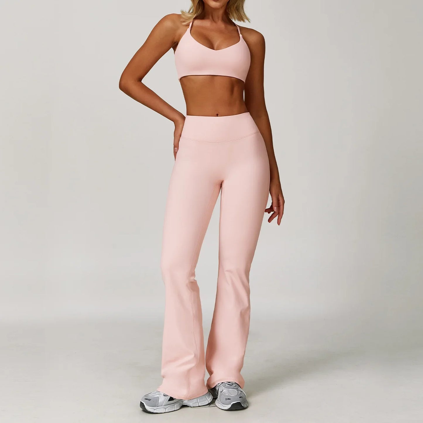 NONECN Womens Yoga Set 2 Piece Sportswear With High Waist Leggings