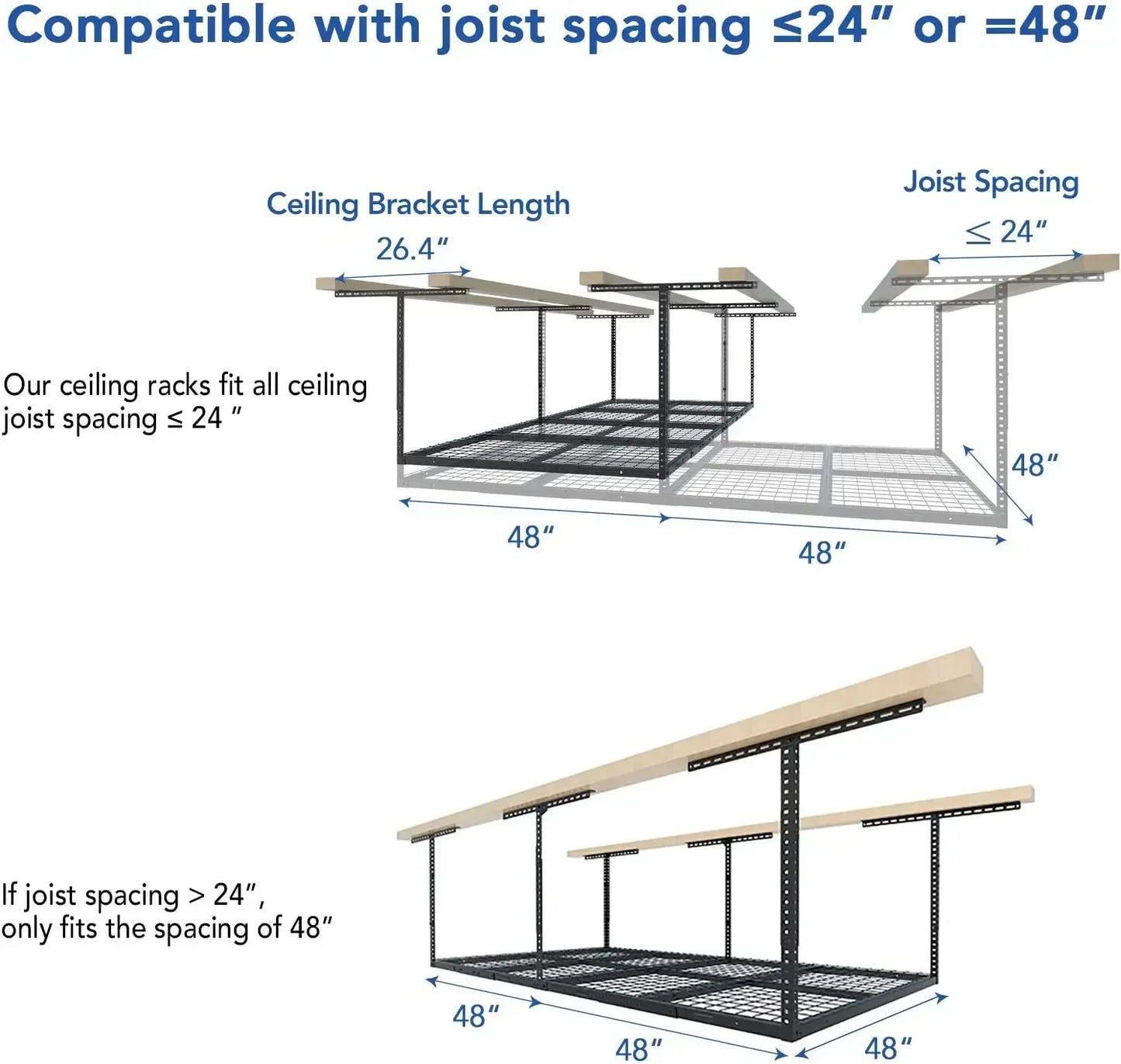 XMSJ Overhead Garage Storage Rack Heavy Duty Organizer