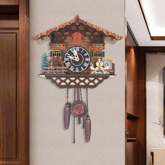 Creative Bird Cuckoo Wall Clock With Swing And Auto Wings