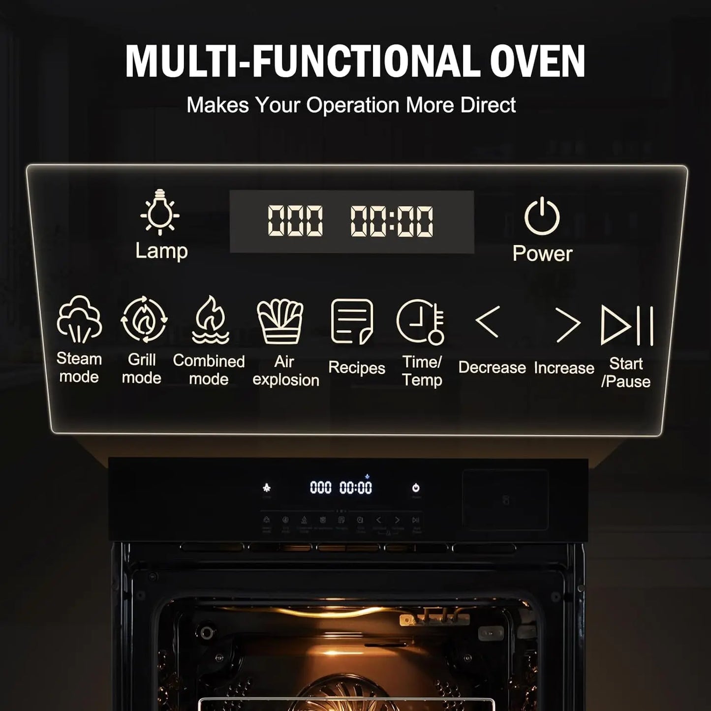 Acekool Built-In Steam Oven With Air Fry And Smart Menus