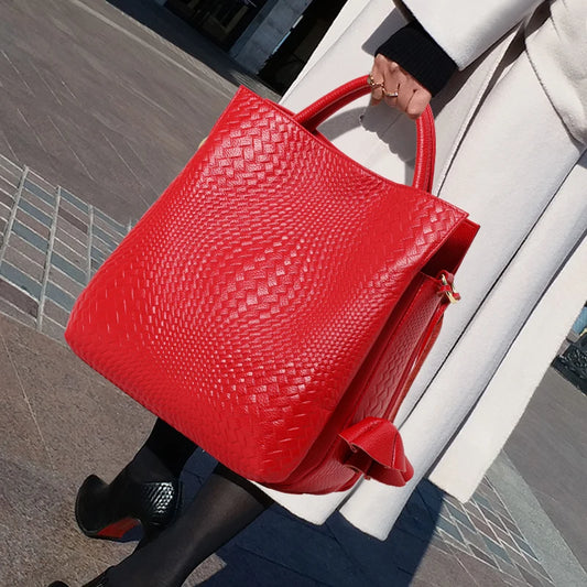 EP.MINGYUANCN Genuine Cowhide Leather Women's Handbag With Woven Pattern