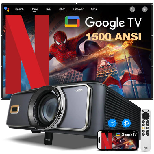 DESS 4K Auto Focus Smart Projector With Google TV Netflix