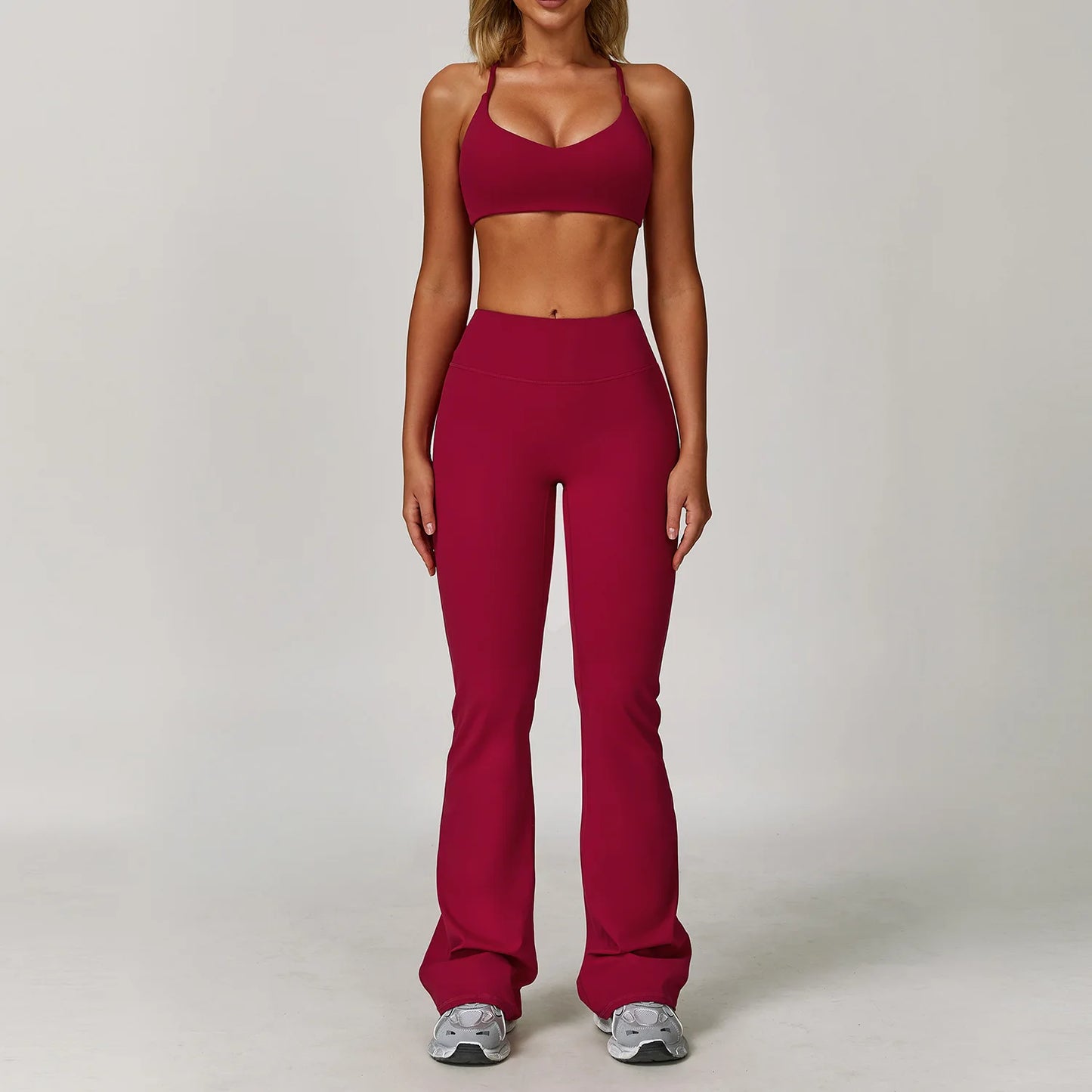 NONECN Womens Yoga Set 2 Piece Sportswear With High Waist Leggings