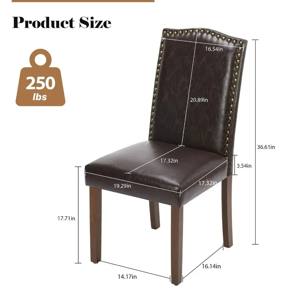 Unbrand Leather Dining Chairs Set Of 4 With Nailhead Trim