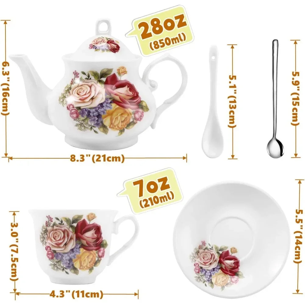 Porcelain Tea Set With Teapot And Teacups For Adults