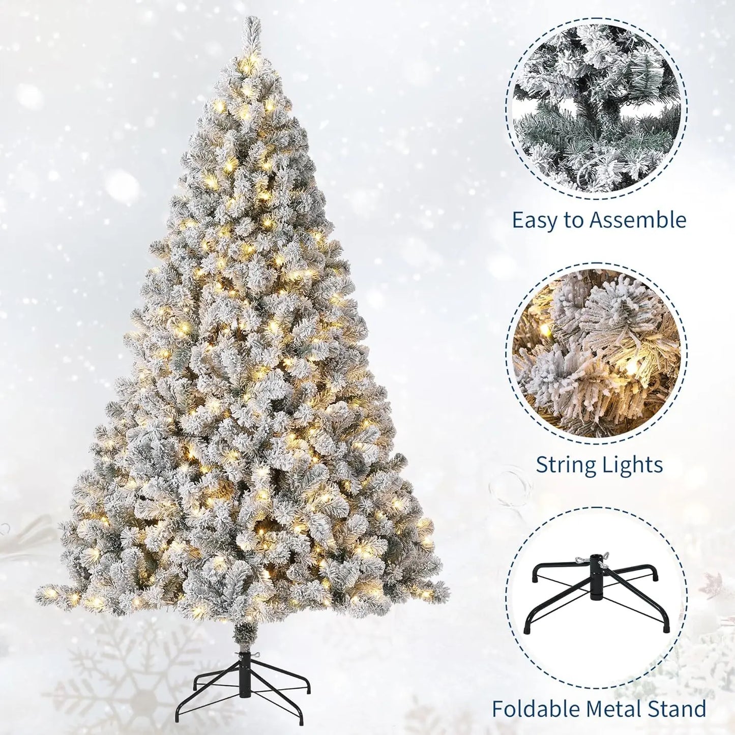 Electronic Prelit Christmas Tree With 450 Warm White Lights