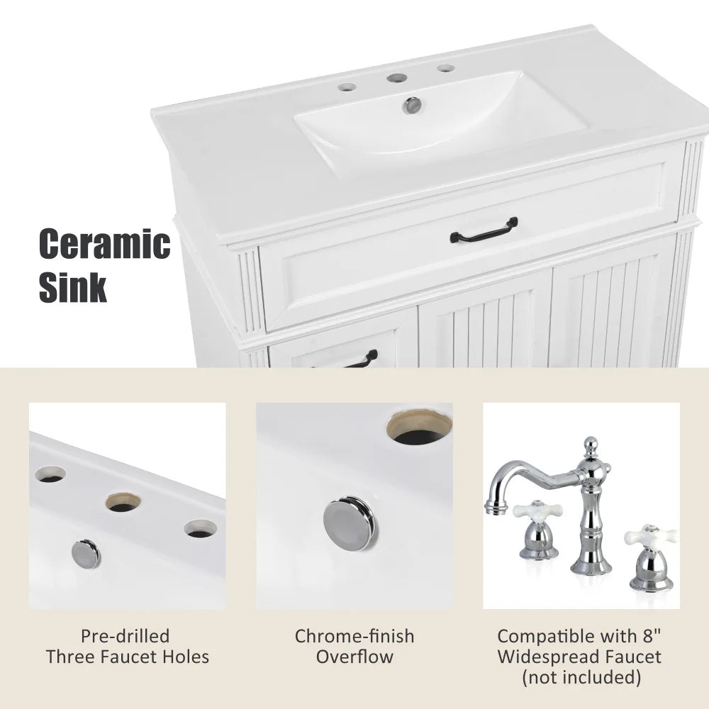 LWO Bathroom Vanity With Sink Cabinet Solid Frame MDF