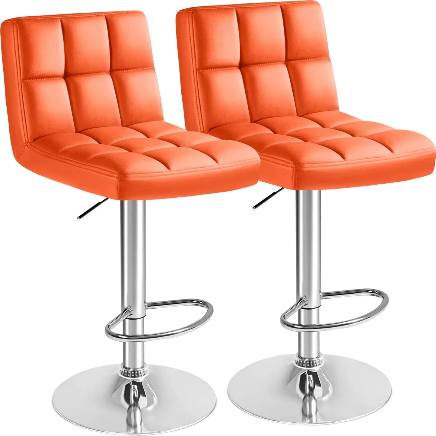 HUANZHUANG Modern PU Leather Swivel Bar Stool Set Of 2