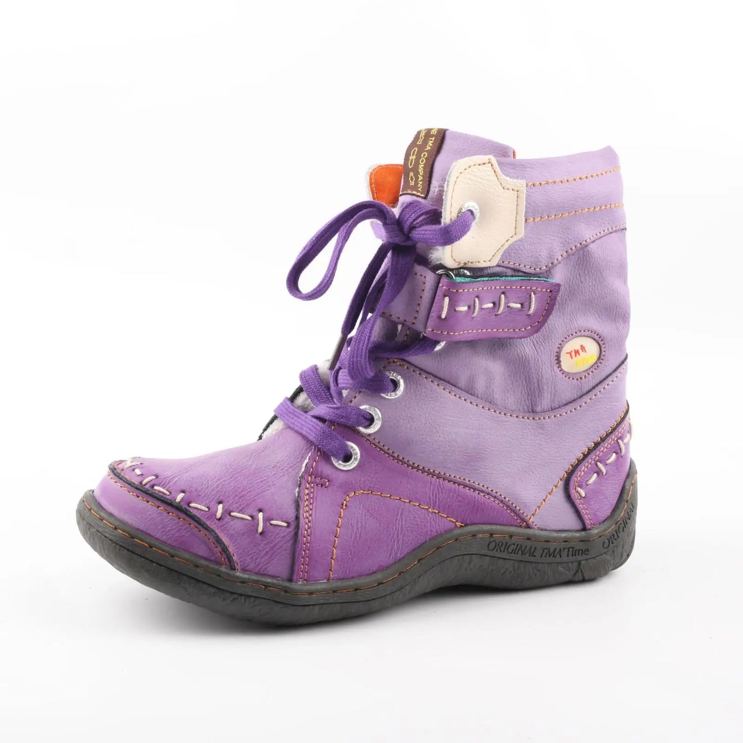 TMA EYES Womens Winter Leather Boots With Slip On Closure