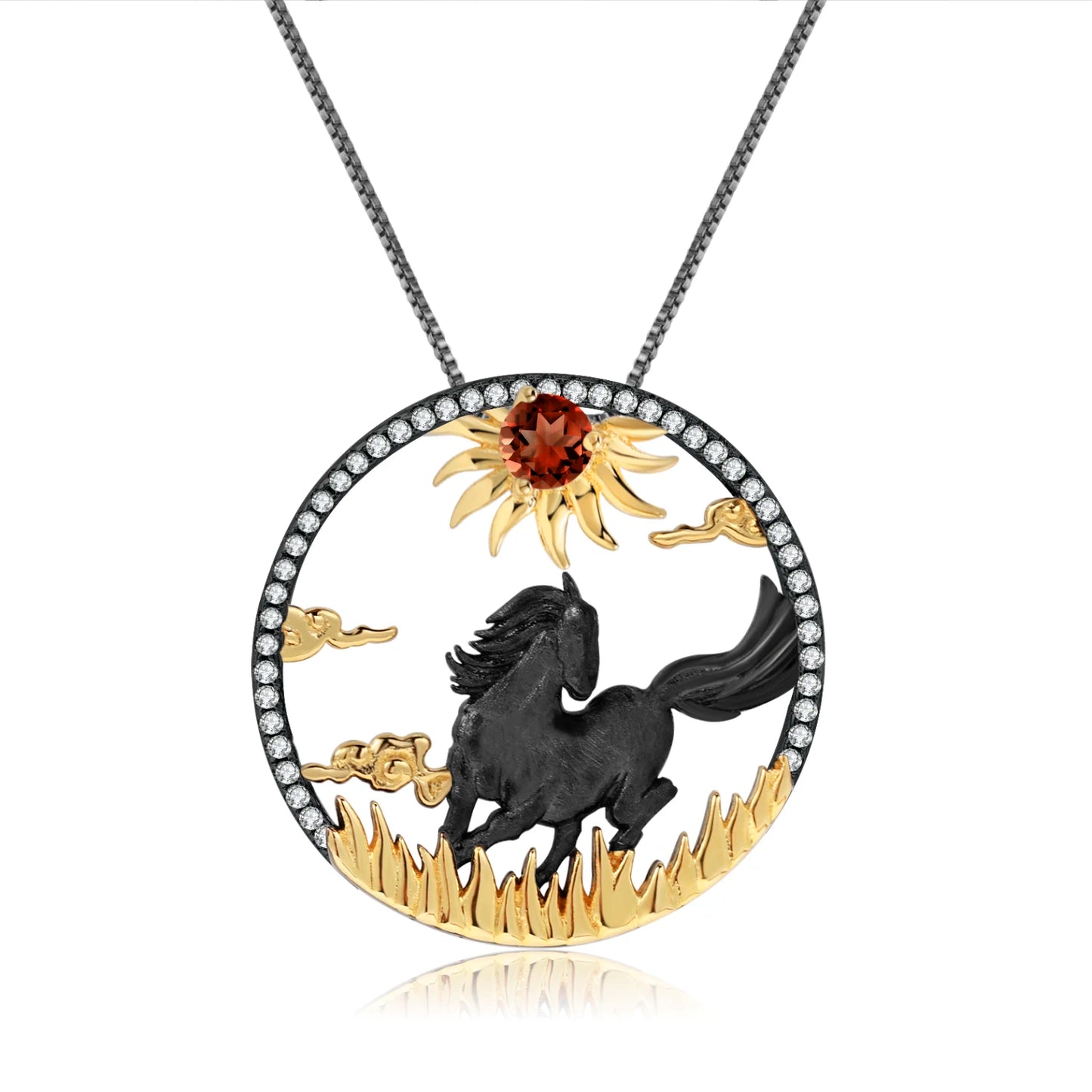 Gem's Ballet 925 Sterling Silver Dragon Pendant Necklace Topaz