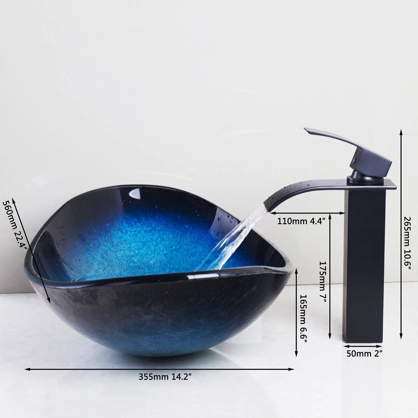 JIENI Tempered Glass Waterfall Spout Basin Faucet Set