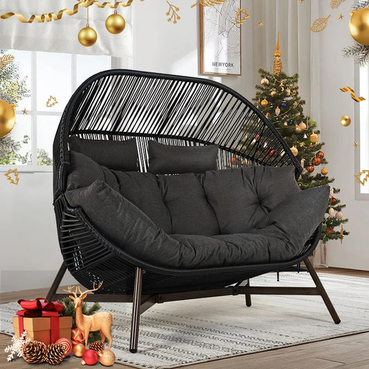 Grand Patio Outdoor Wicker Egg Chair With Cushion For Patio