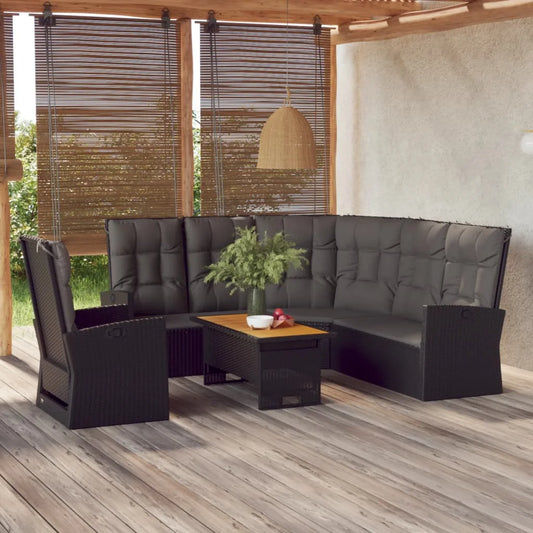 VidaXL 3 Piece Patio Lounge Set With Cushions Poly Rattan