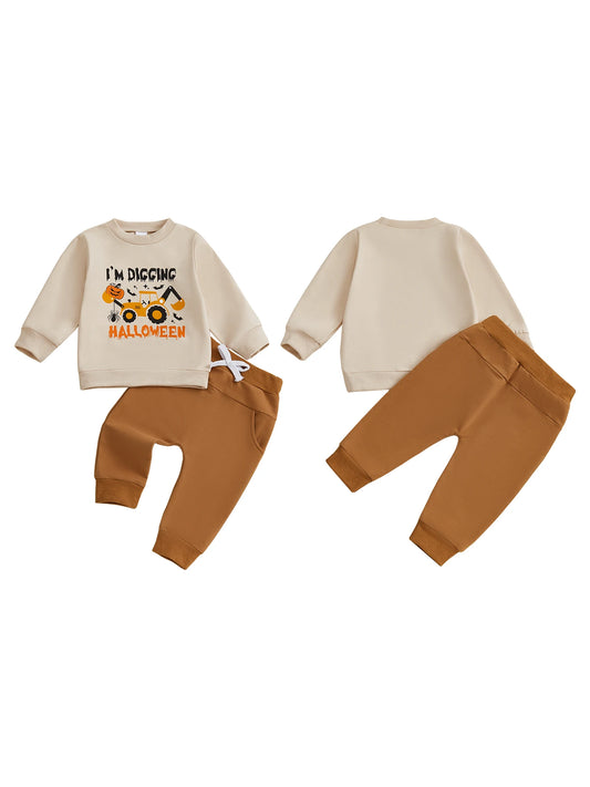 Kids Halloween Ghost Print 2 Piece Set For Boys Outfit