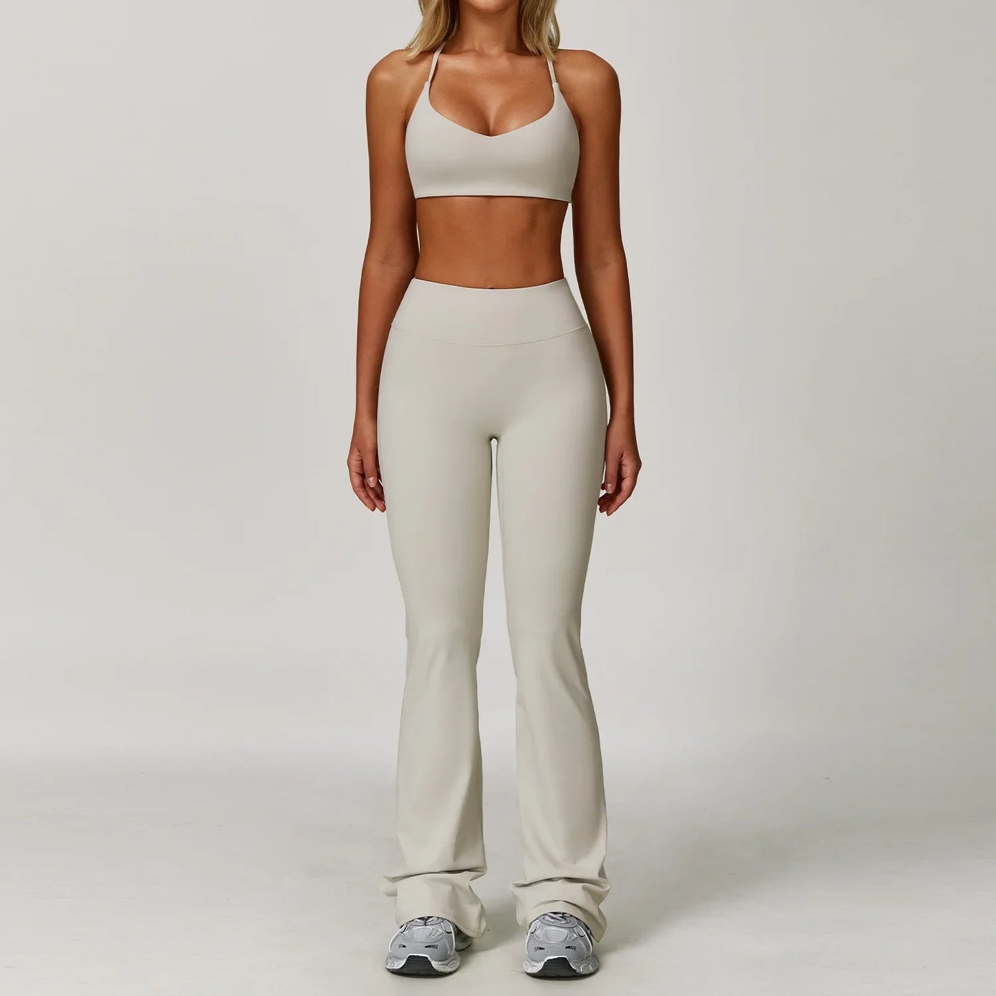 NONECN Womens Yoga Set 2 Piece Sportswear With High Waist Leggings