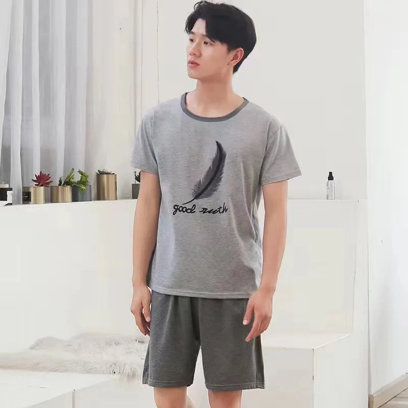 Cotton Men's Pajama Top And Bottom Set