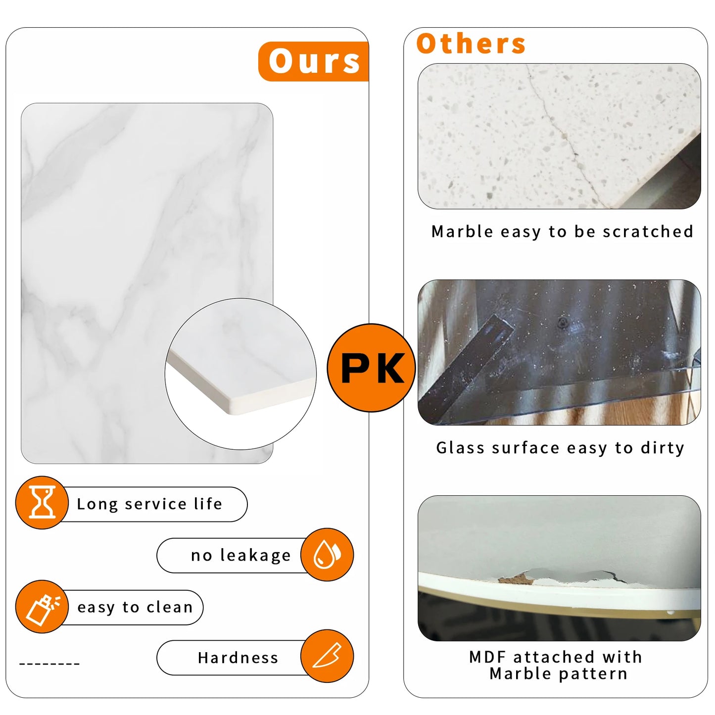 Round Marble Coffee Table With Metal Frame For Living Room