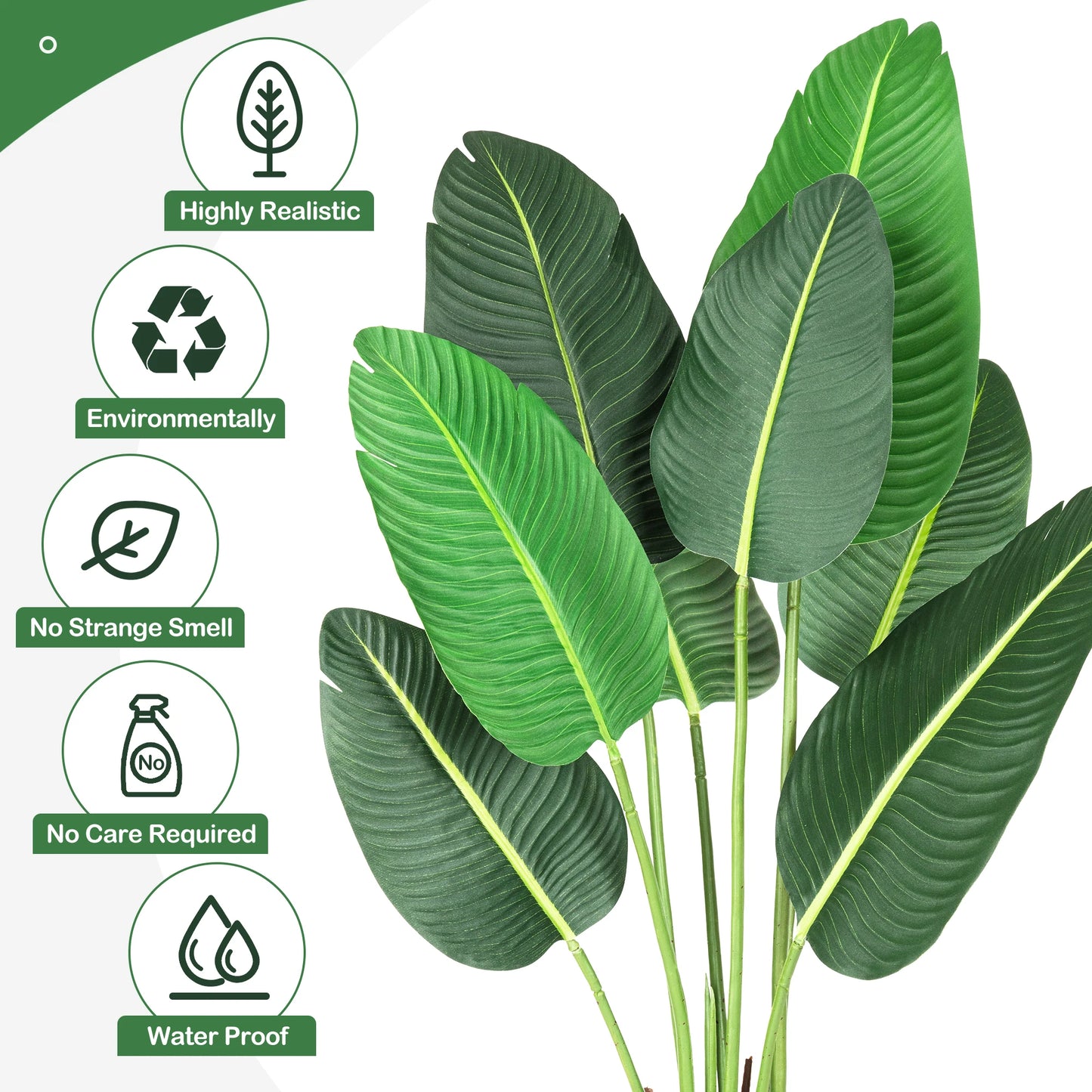 TWISTER.CKCN Artificial Bird of Paradise Plant Banana Leaf