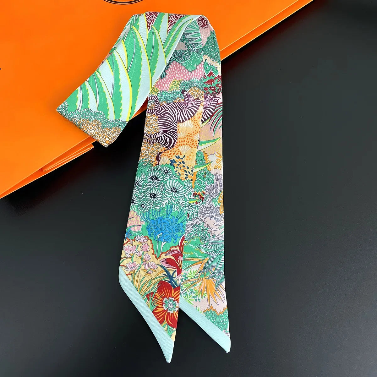 Korean Style Botanical Jungle Horse Print Polyester Scarf for Women