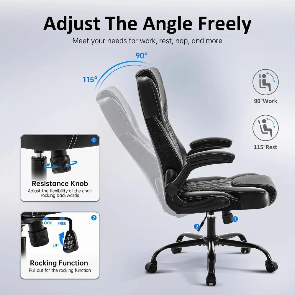 Huanzhuang Leather Ergonomic Office Chair Desk Chair