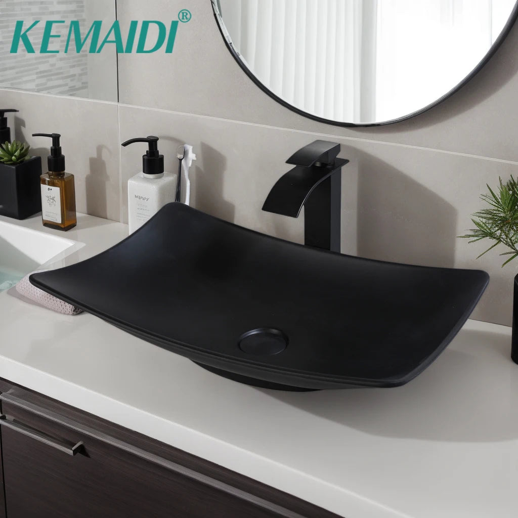 Yanksmart Bathroom Vessel Sink With Faucet Combo Above Counter