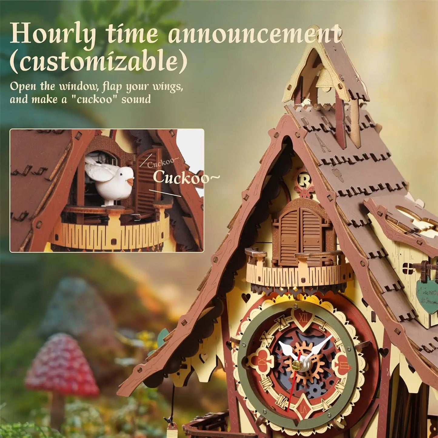 Robotime Rokr 3D Wooden Puzzle Cuckoo Clock Kit Forest