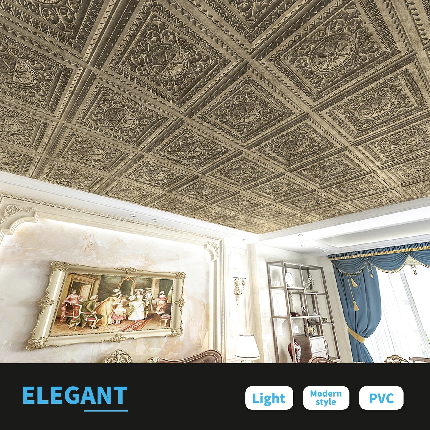 Art3d 12 Pack Drop Ceiling Tiles Waterproof PVC