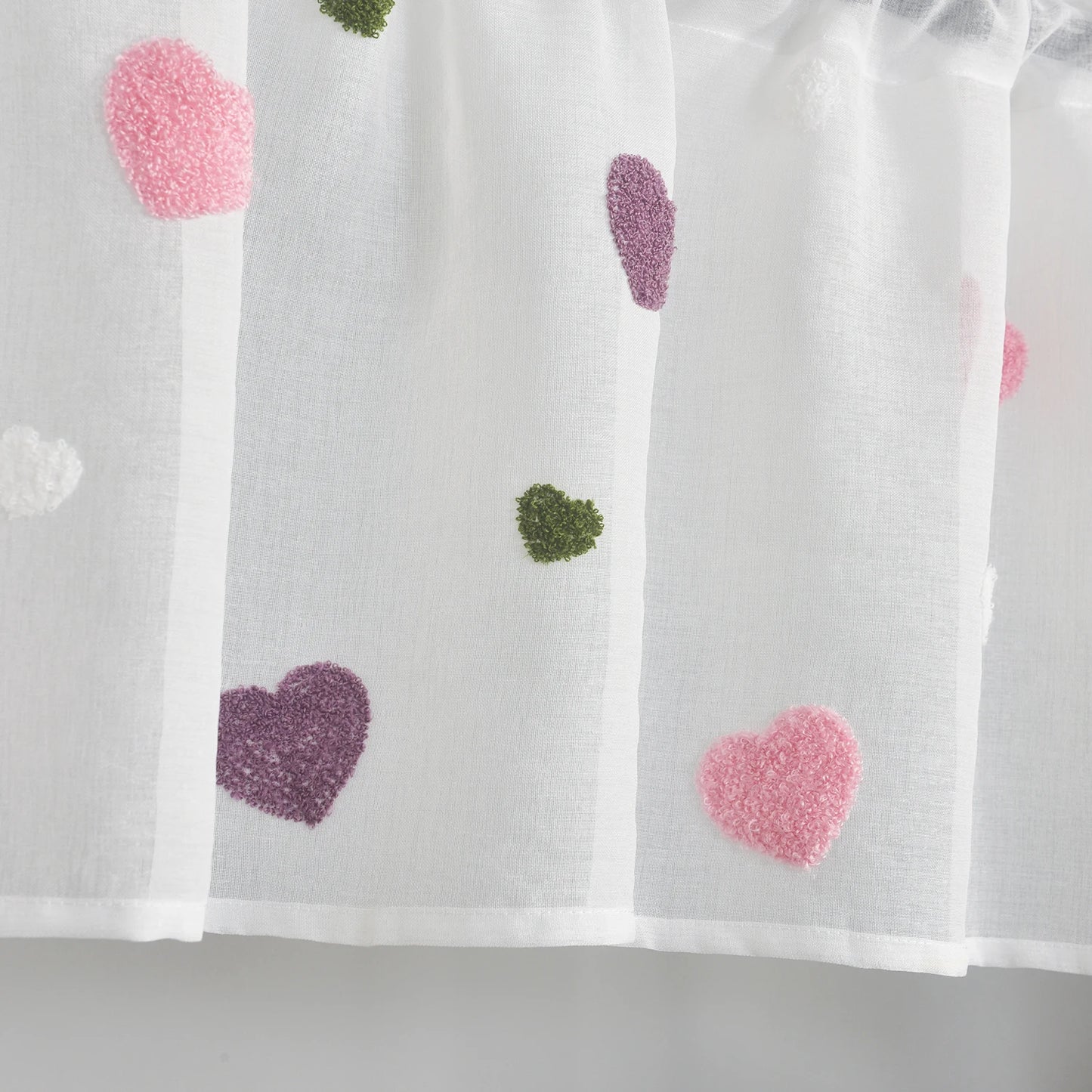 Jiangsu Craft of Weaving Heart Pattern Rod Pocket Curtains Set