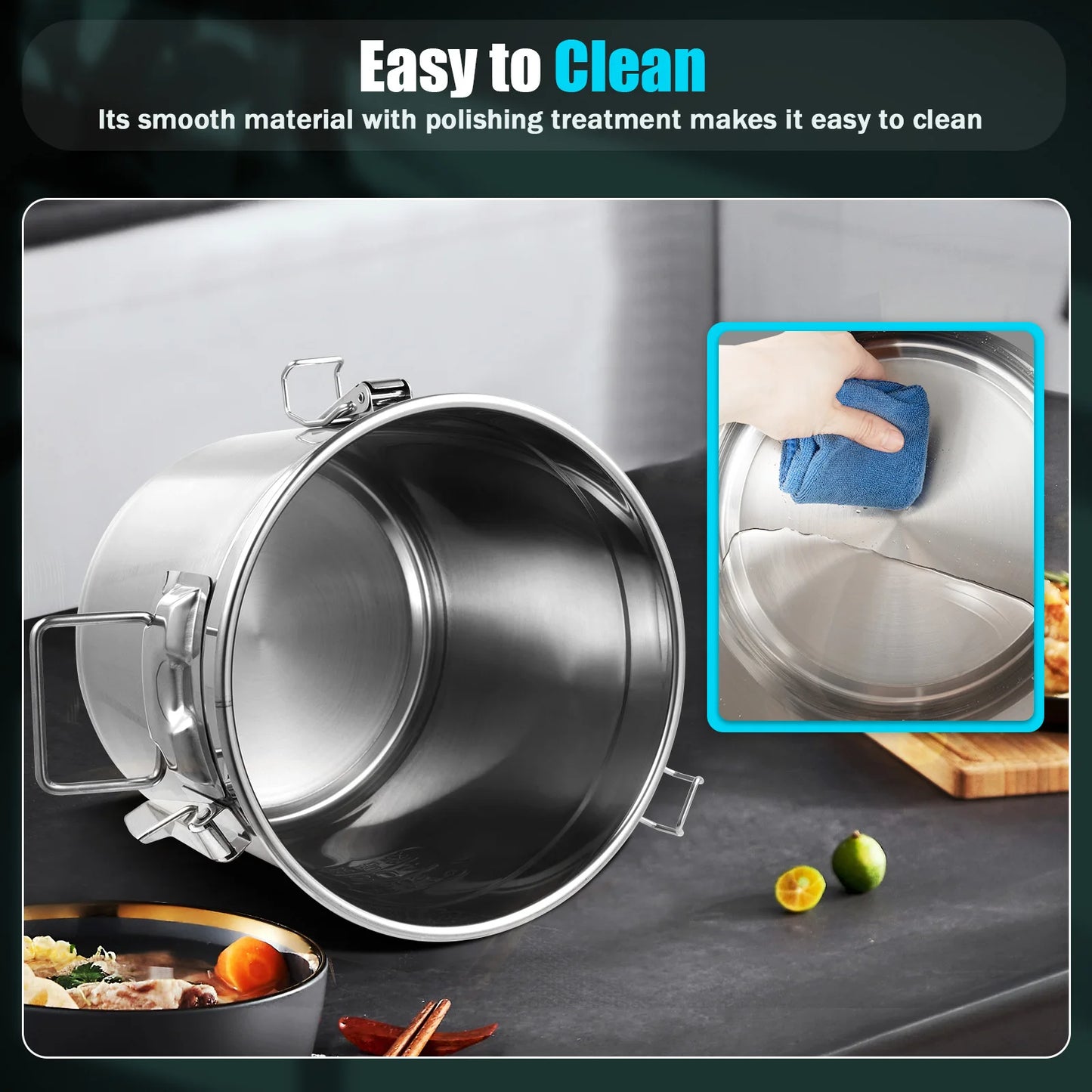 Bymaocar Stainless Steel Cereal Container Airtight Food Storage Jar