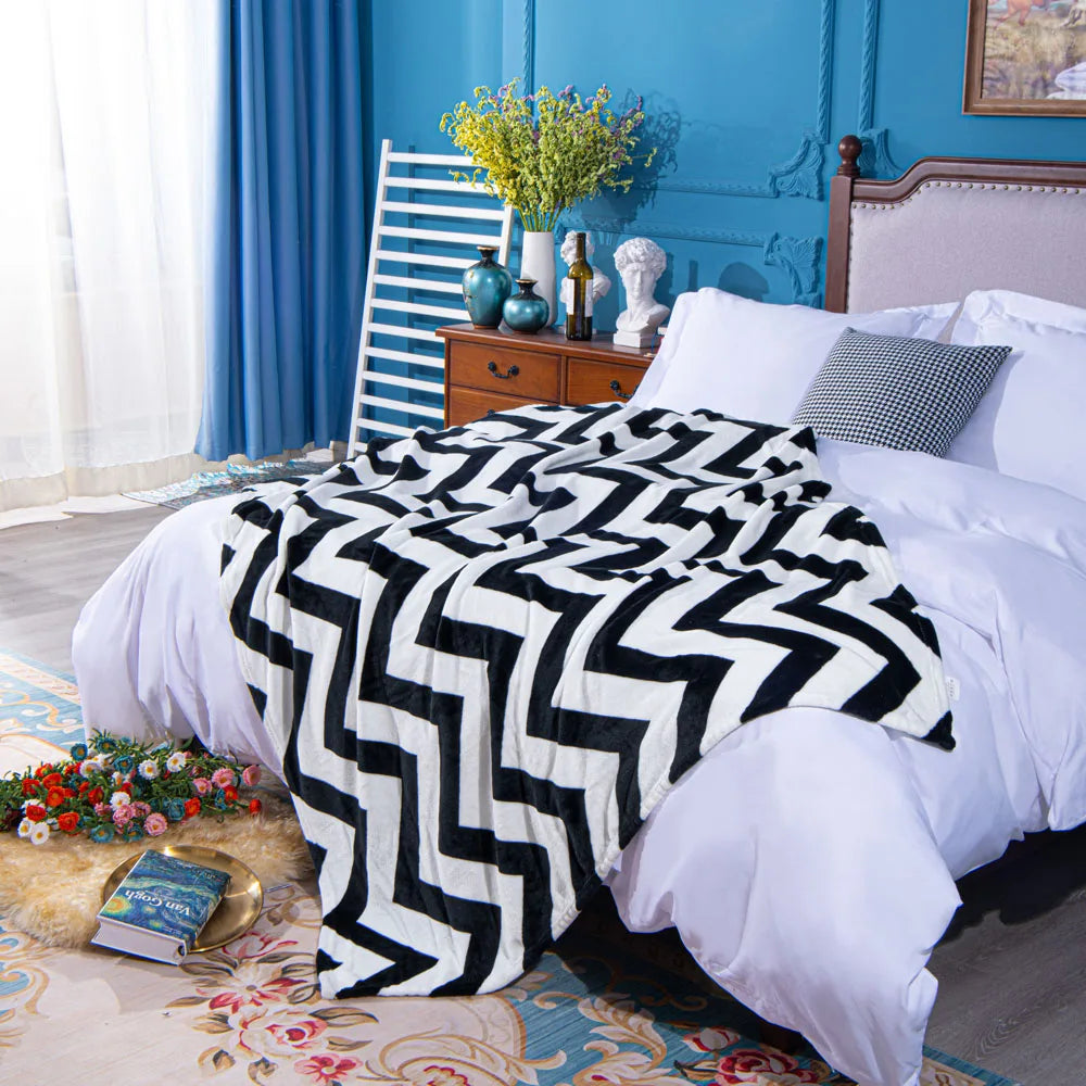 Ntbay Soft Flannel Throw Blanket Chevron Pattern Warm Lightweight