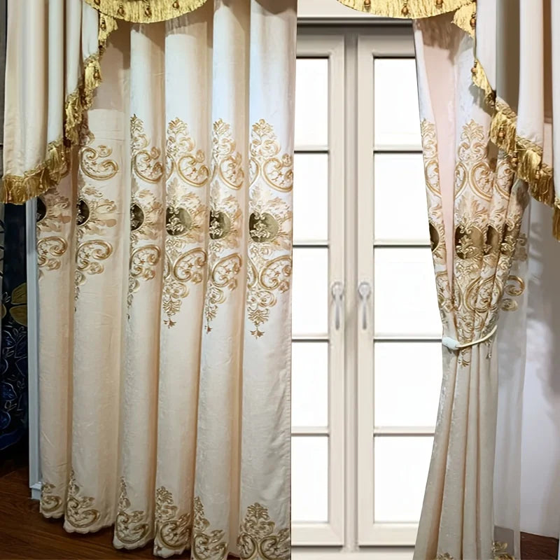 CN Zhejiang Chenille Embroidered Bedroom Curtain 2 Piece Set