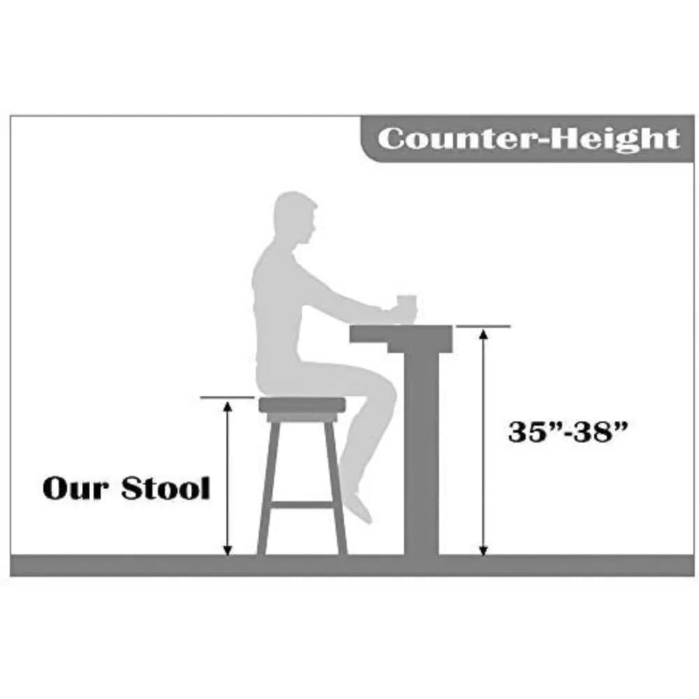 DAFIFY Solid Wood Farmhouse Counter Stools With PU Leather Cushions