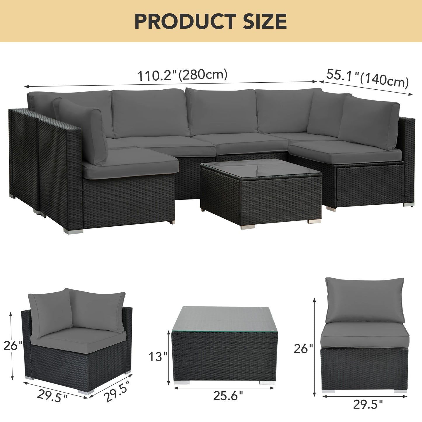 Naga Bahna Outdoor Sectional Sofa Set Rattan Wicker Patio