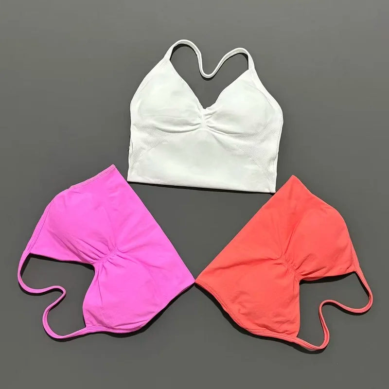 Women Gym Halter Top Longline Strappy Yoga Tank Removable Cups