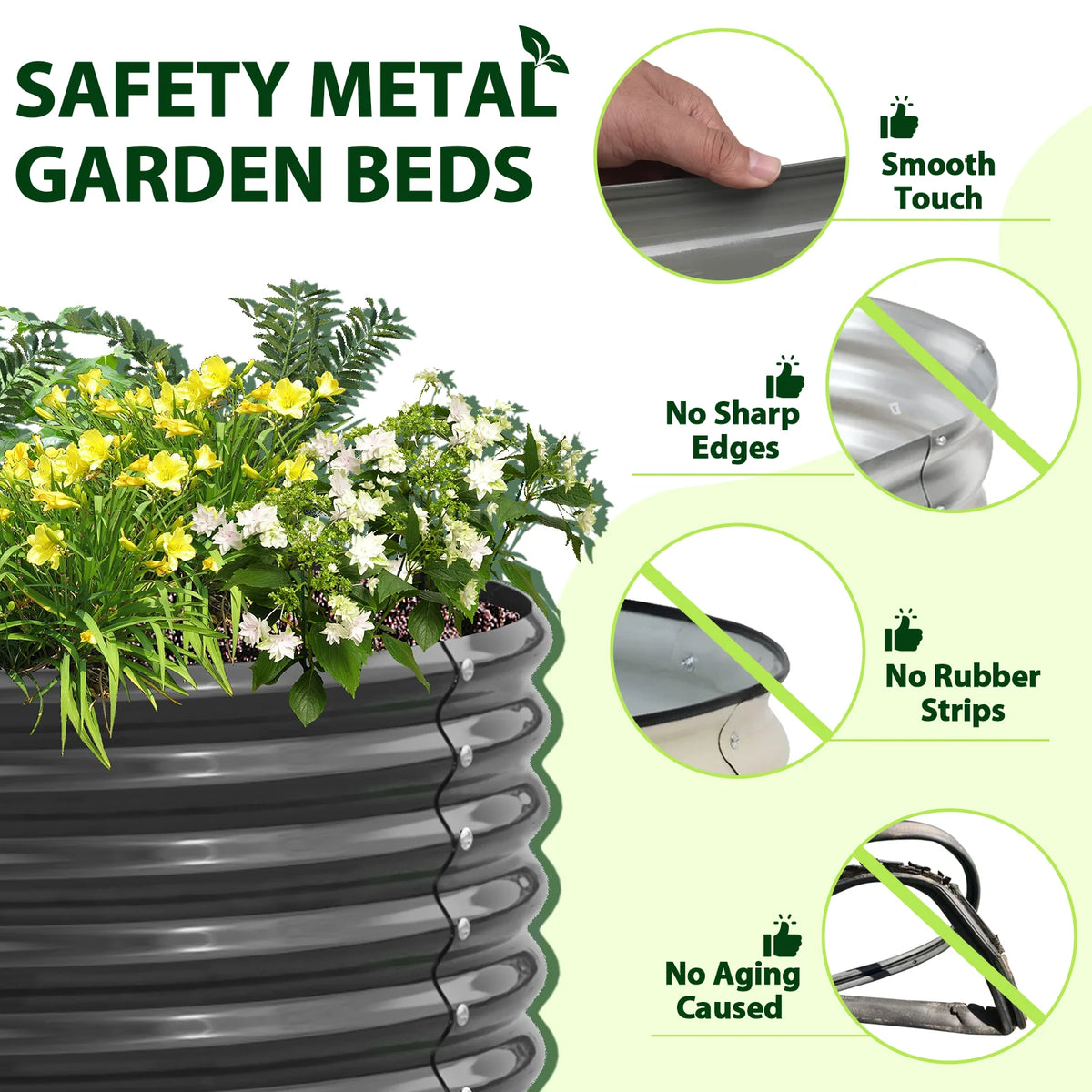 Tramull Galvanized Oval Raised Garden Bed Planter
