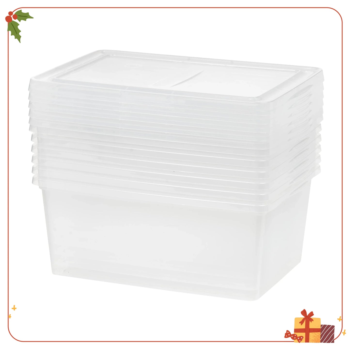 Hign-concerned Six-Pack Stackable CrystalClear Polypropylene Storage Bins With Lids