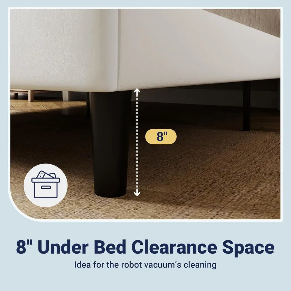 Queen Velvet Wingback Bed Frame With Under Bed Storage