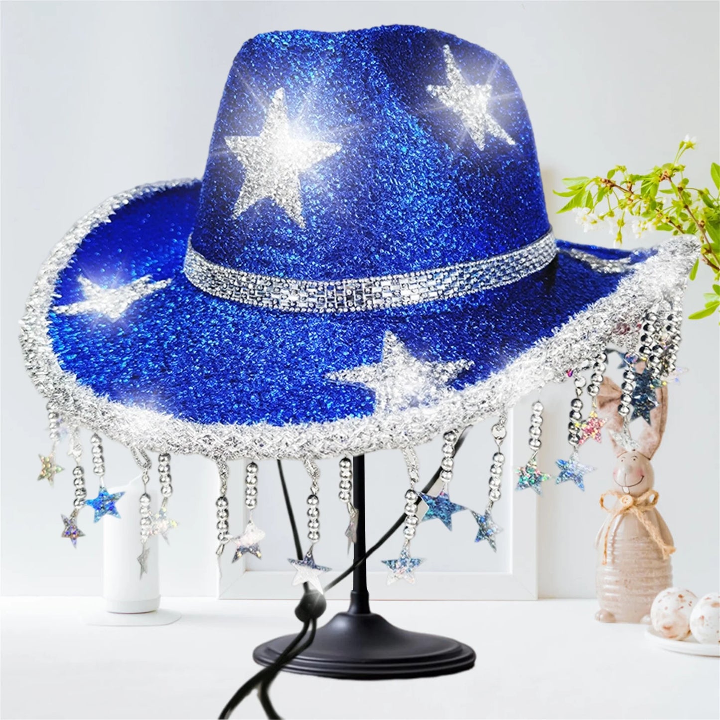 Glitter Western Hat With Rhinestone Embellishments