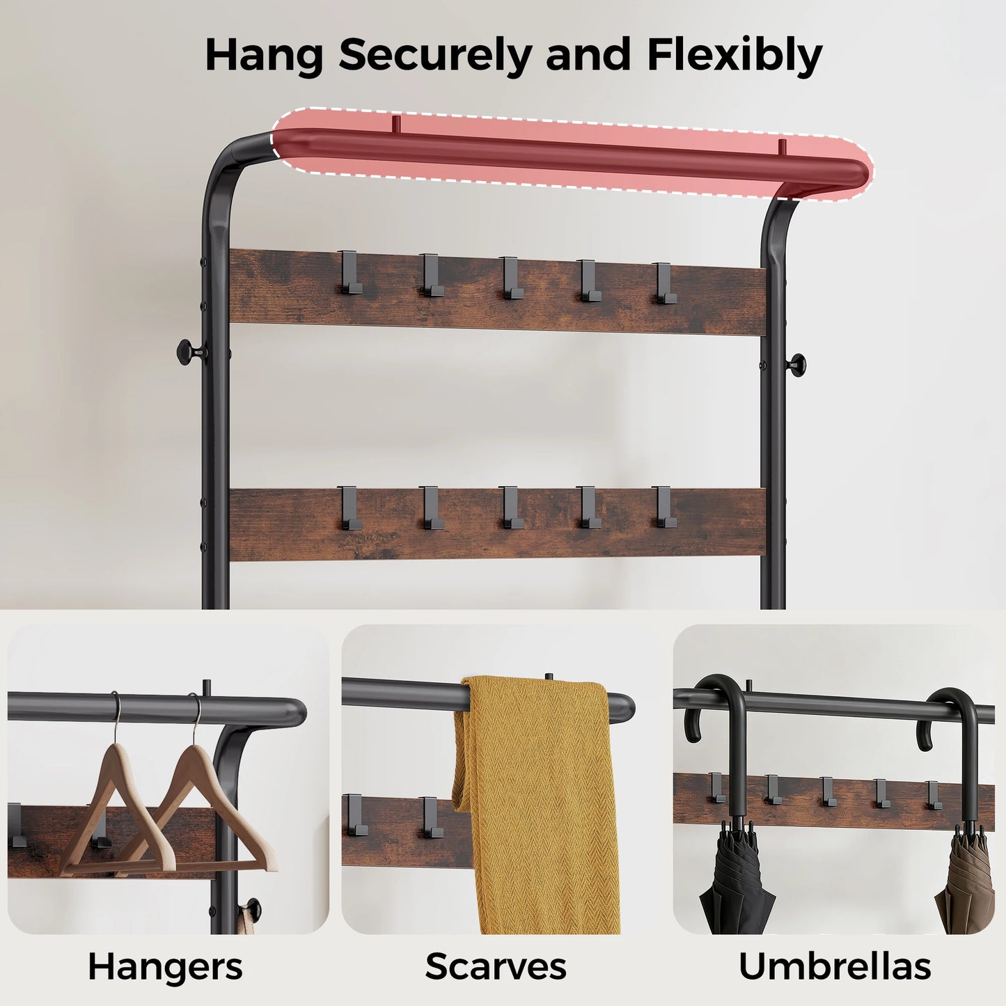 JHK 4-In-1 Coat Rack With Shoe Bench Storage Organization