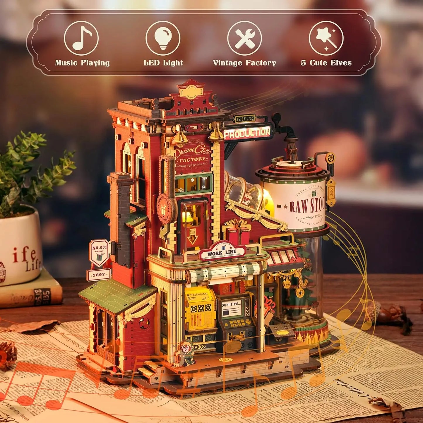 Robotime Rokr Wooden Music Box Christmas Dream Gift