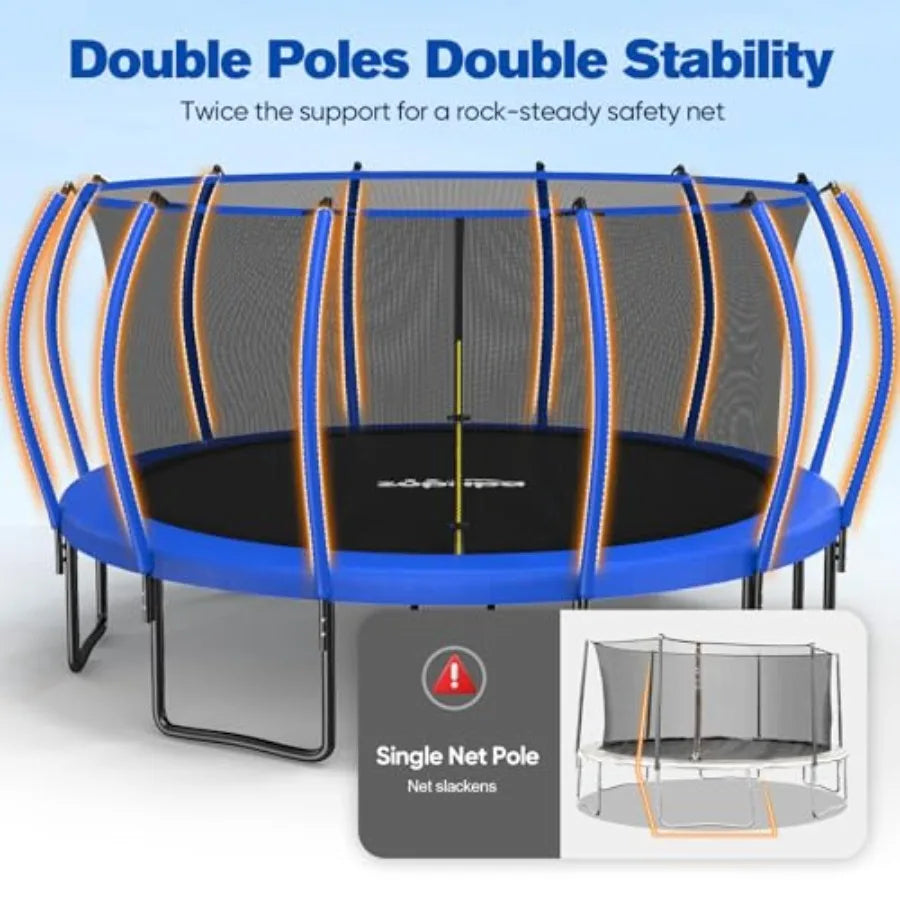 Outdoor Trampoline With Steel Frame And Safety Net 1600LBS Warranty
