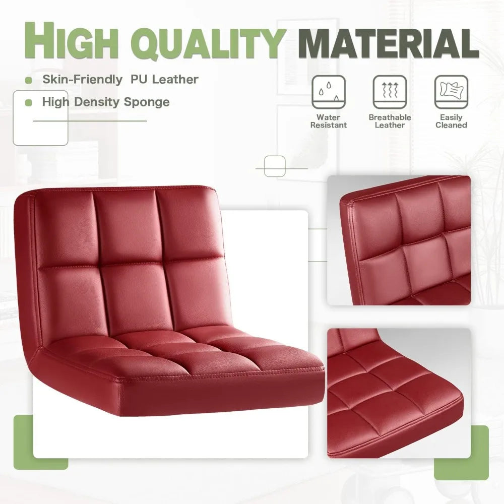 HUANZHUANG Modern PU Leather Swivel Bar Stool Set Of 2