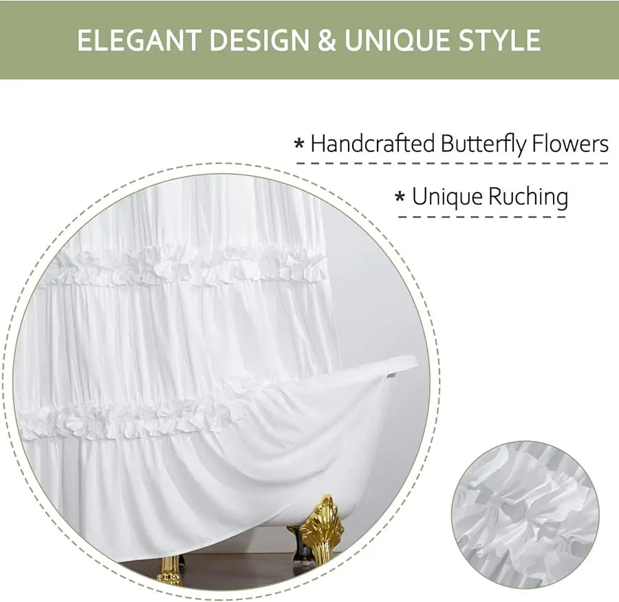 Guangdong Victorian Ruffle Shower Curtain Ruched Microfiber Bath Decor