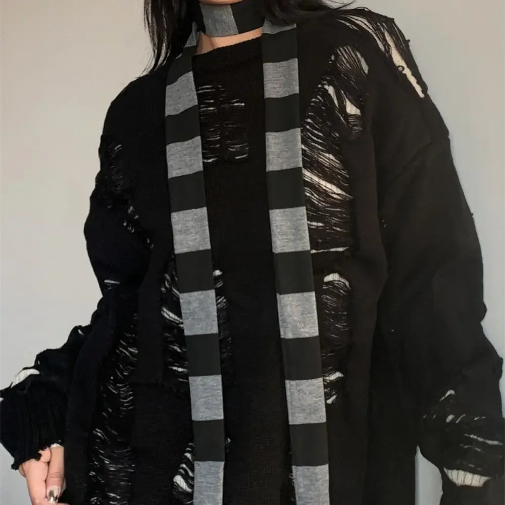 Harajuku Cotton Scarves For Women Stripe Long Neckerchief